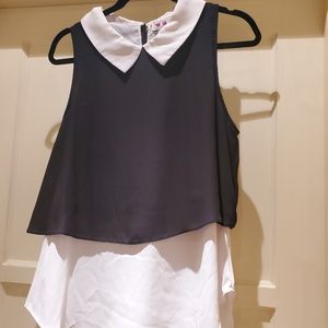 Three Pink Hearts black and white sleeveless top
